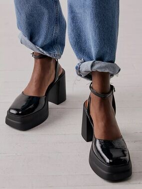 NWOT Free People Double Stack Platform Mary Janes